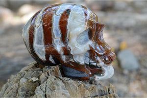 Crystal Wholesale RARE Red and White Moss Agate Crystal Skull Carving - Medium