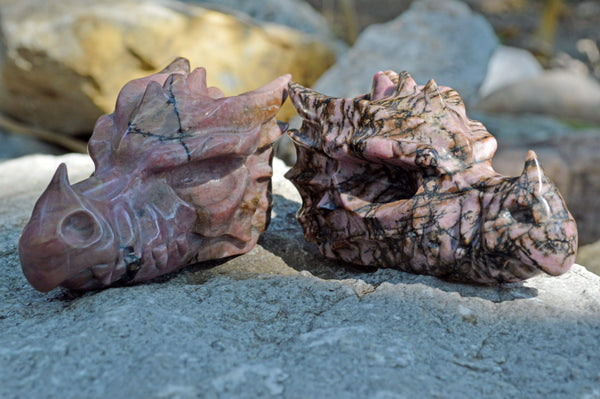 Crystal Wholesale Rhodonite Crystal Dragon Skull Carving - Small