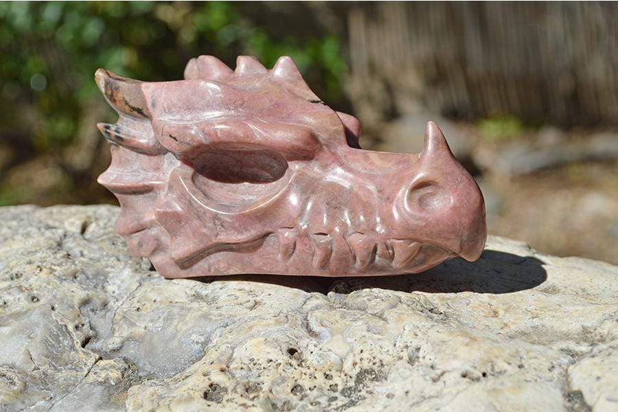 Crystal Wholesale Rhodonite Crystal Dragon Skull Carving - Small