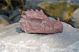 Crystal Wholesale Rhodonite Crystal Dragon Skull Carving - Small