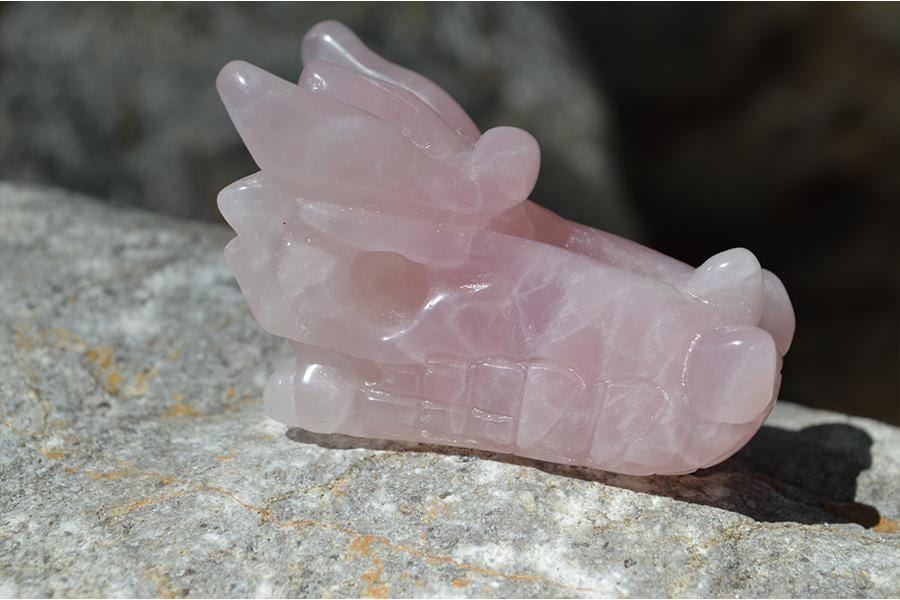 Crystal Wholesale Rose Quartz Crystal Dragon Skull Carving Mini
