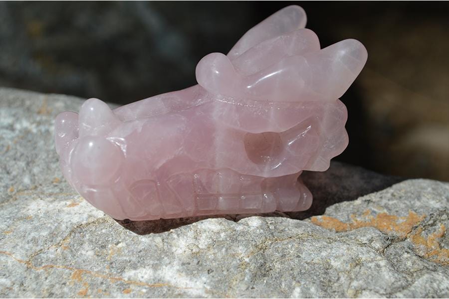 Crystal Wholesale Rose Quartz Crystal Dragon Skull Carving Mini