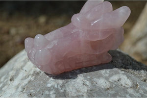 Crystal Wholesale Rose Quartz Crystal Dragon Skull Carving Mini