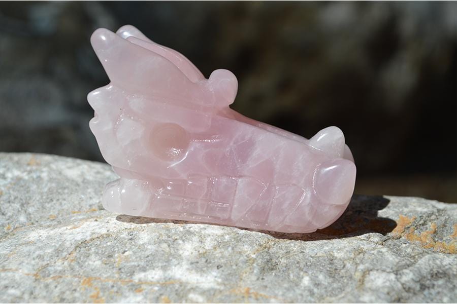 Crystal Wholesale Rose Quartz Crystal Dragon Skull Carving Mini