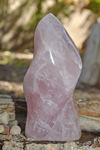 Rose Quartz Flame Crystal Carving - Small