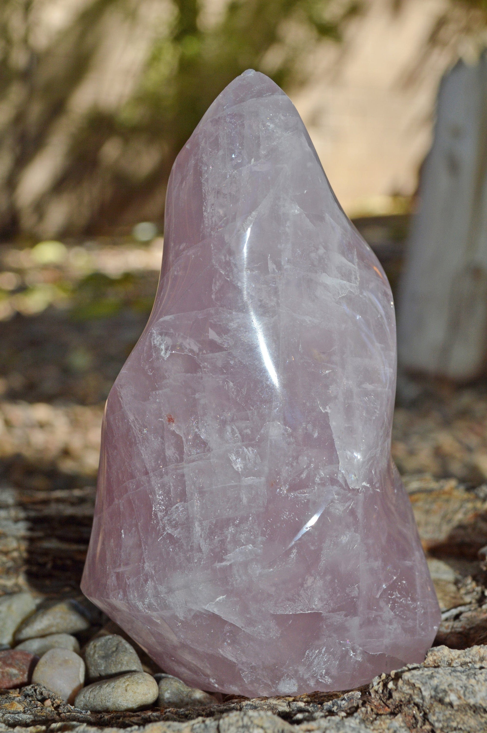 Crystal Wholesale Rose Quartz Flame Crystal Carving - Small