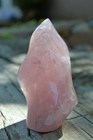 Rose Quartz Flame Crystal Carving - Small