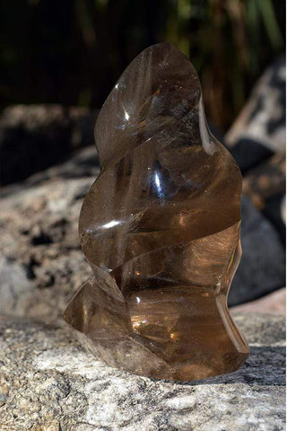 Smoky Quartz Freeform Flame Crystal Carving