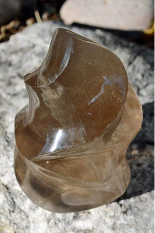 Smoky Quartz Freeform Flame Crystal Carving