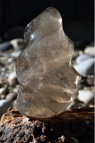 Smoky Quartz Freeform Flame Crystal Carving