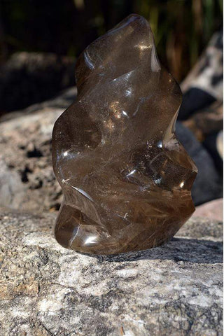 Smoky Quartz Freeform Flame Crystal Carving