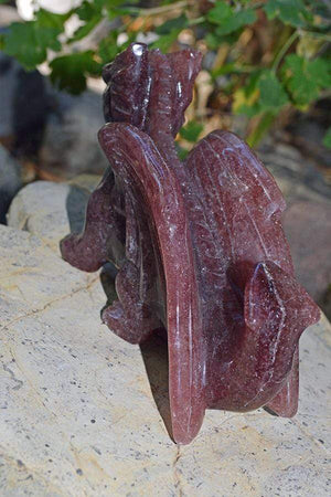 Crystal Wholesale Strawberry Quartz Carved Crystal Dragon - Large