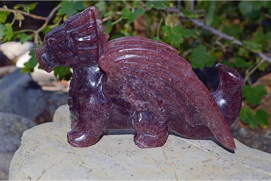 Crystal Wholesale Strawberry Quartz Carved Crystal Dragon - Large