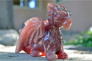 Crystal Wholesale Strawberry Quartz Carved Crystal Dragon - Large