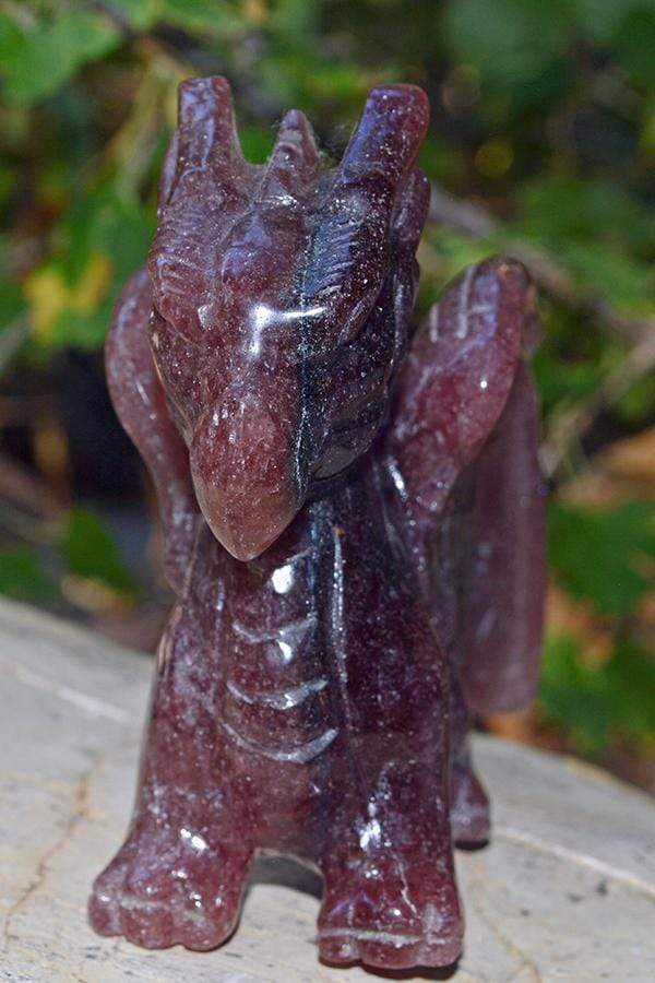 Crystal Wholesale Strawberry Quartz Carved Crystal Dragon - Large