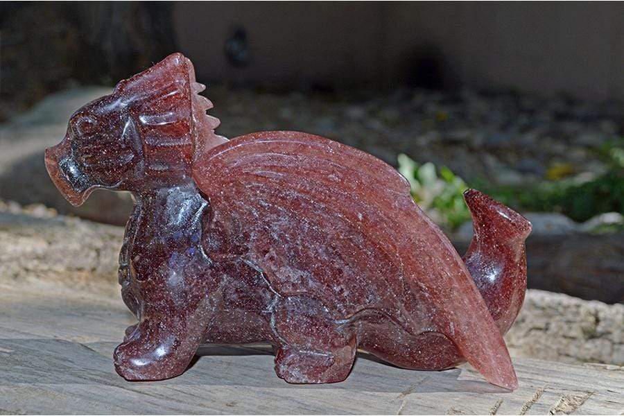 Crystal Wholesale Strawberry Quartz Carved Crystal Dragon - Large