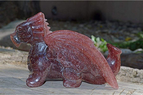 Strawberry Quartz Carved Crystal Dragon - Large