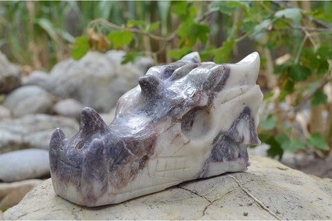 Tiffany Stone - Bertrandite - Crystal Dragon Skull Carving