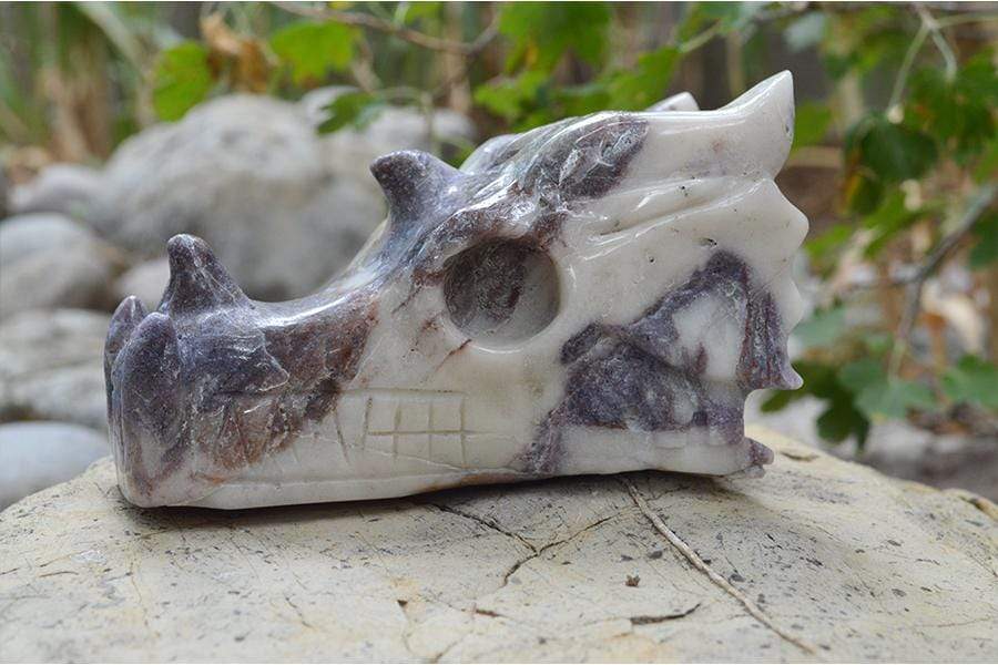 Crystal Wholesale Tiffany Stone - Bertrandite - Crystal Dragon Skull Carving