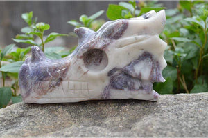 Crystal Wholesale Tiffany Stone - Bertrandite - Crystal Dragon Skull Carving