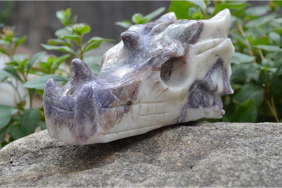 Crystal Wholesale Tiffany Stone - Bertrandite - Crystal Dragon Skull Carving