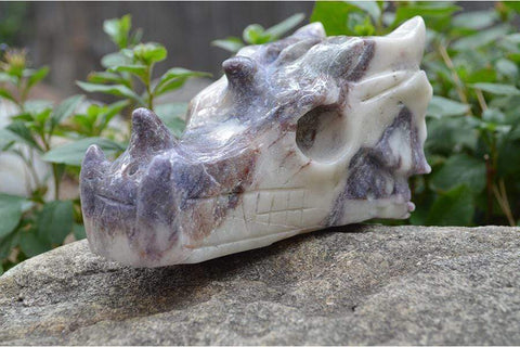 Tiffany Stone - Bertrandite - Crystal Dragon Skull Carving