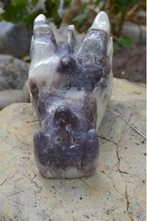 Crystal Wholesale Tiffany Stone - Bertrandite - Crystal Dragon Skull Carving