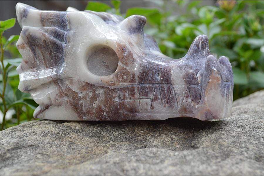 Crystal Wholesale Tiffany Stone - Bertrandite - Crystal Dragon Skull Carving