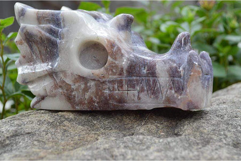 Tiffany Stone - Bertrandite - Crystal Dragon Skull Carving