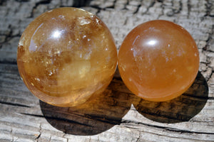 Crystal Wholesale Yellow Honey Calcite Spheres with Rainbows