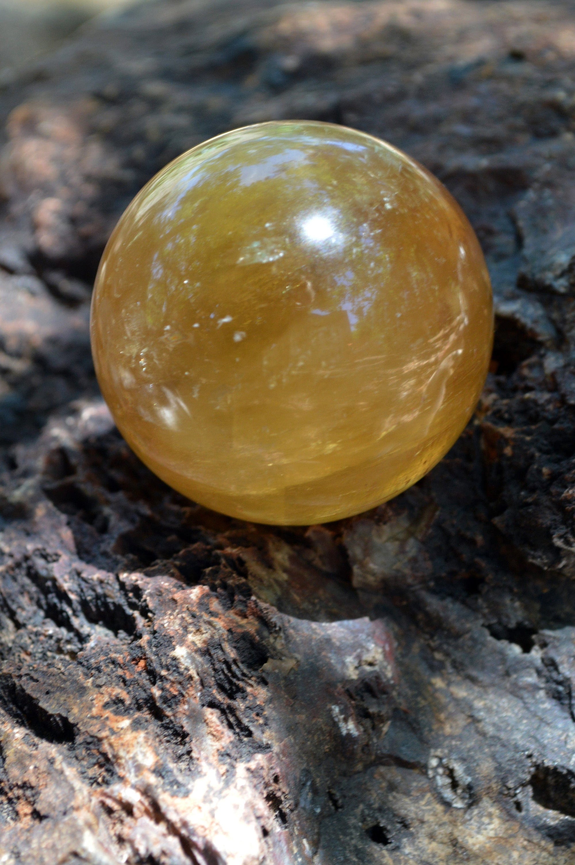 Crystal Wholesale Yellow Honey Calcite Spheres with Rainbows