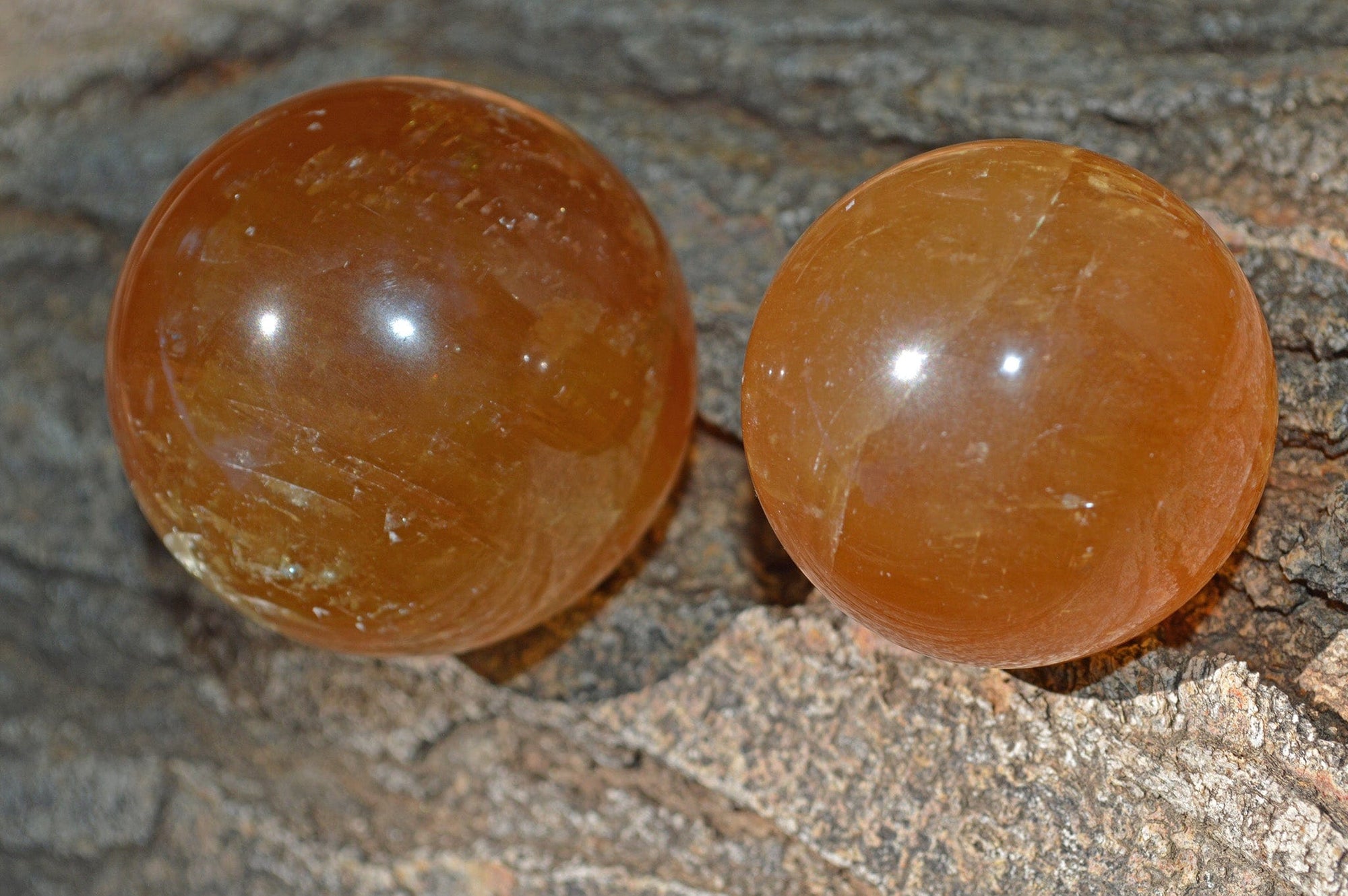Crystal Wholesale Yellow Honey Calcite Spheres with Rainbows