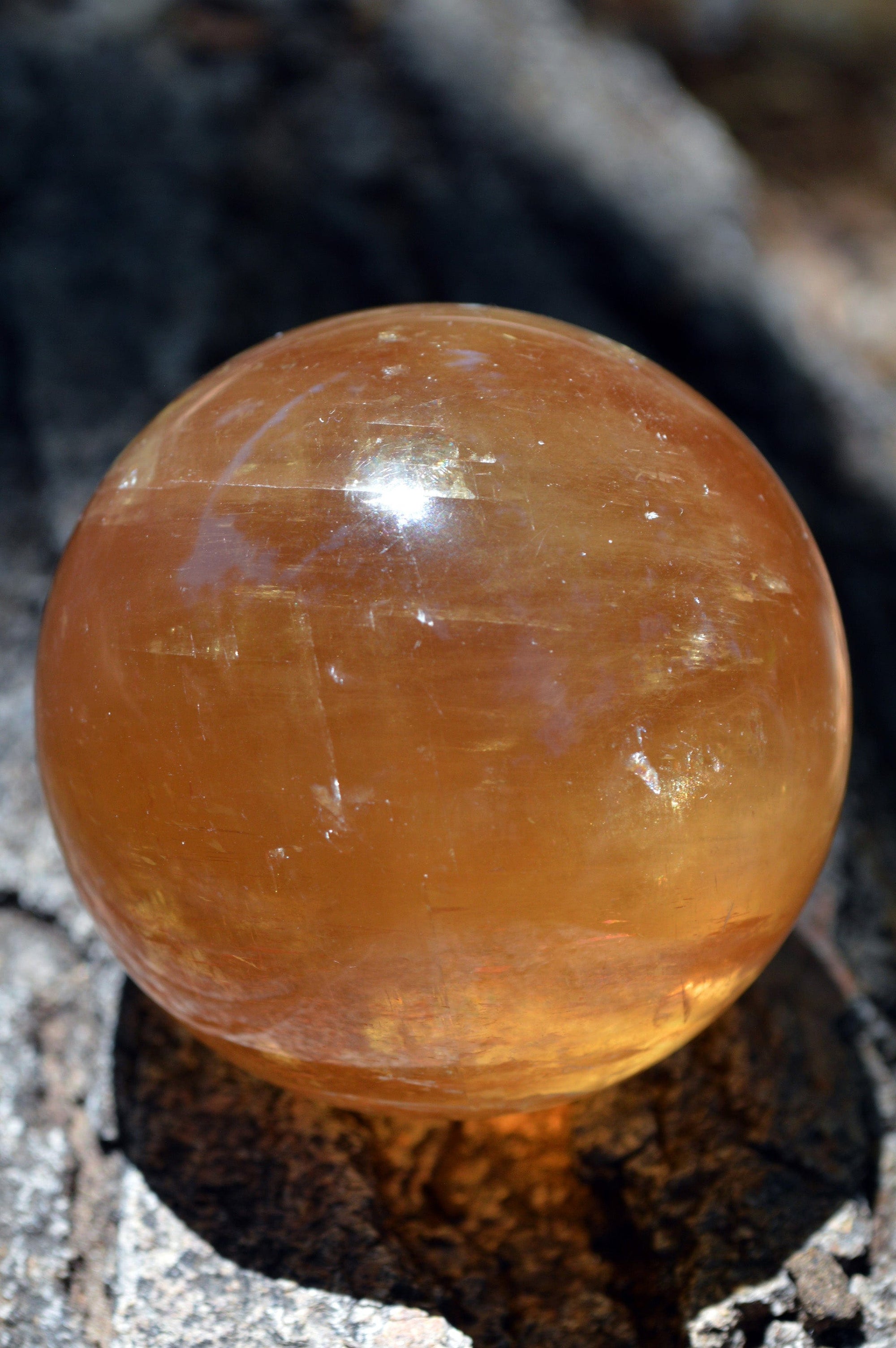Crystal Wholesale Yellow Honey Calcite Spheres with Rainbows