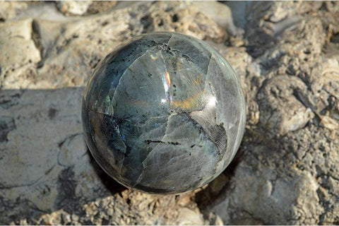 Yellow Sheen Labradorite - Crystal Sphere - Large