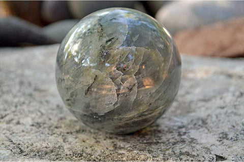 Yellow Sheen Labradorite - Crystal Sphere - Large