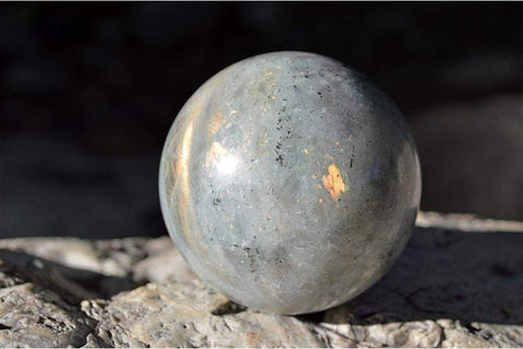 Yellow Sheen Labradorite - Crystal Sphere - Medium
