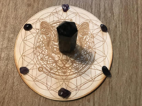 Cat Flower of Life Crystal Grid Alter Table
