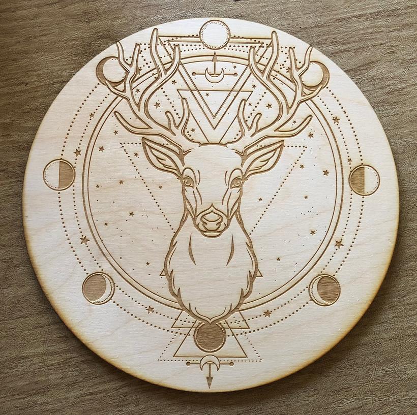 Grid Deer Moon Phase Crystal Grid Alter Table