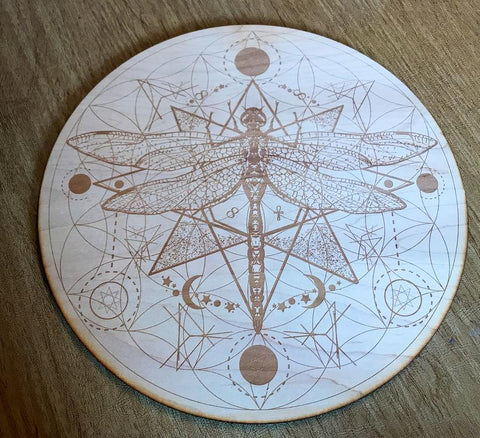Dragonfly Flower of Life Crystal Grid Alter Table
