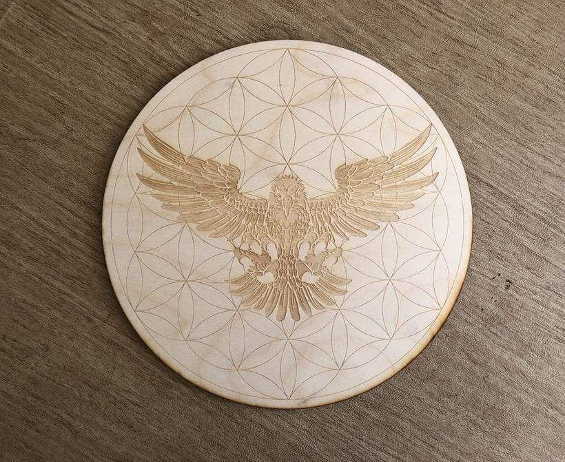 Grid Flower of Life Hawk Crystal Grid Alter Table