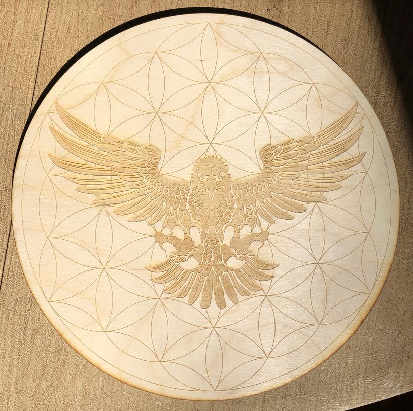 Grid Flower of Life Hawk Crystal Grid Alter Table