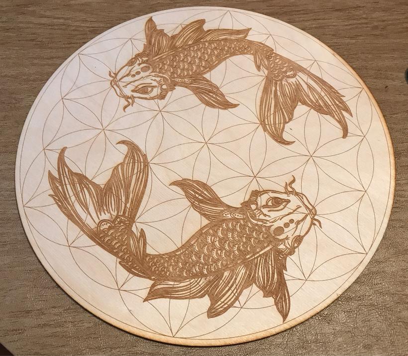 Grid Koi Fish Flower of Life Crystal Grid Alter Table