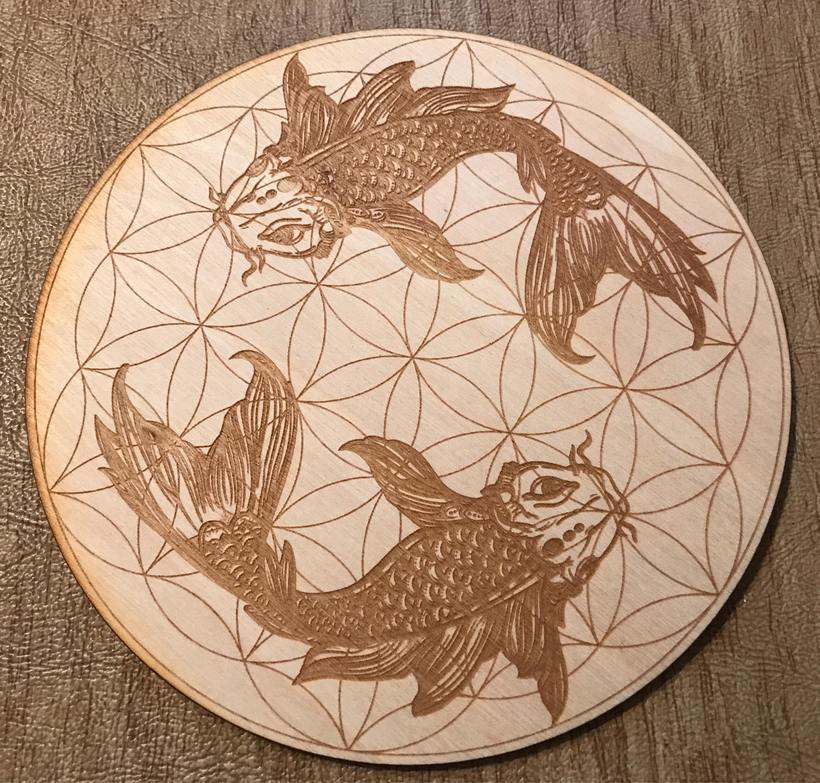 Grid Koi Fish Flower of Life Crystal Grid Alter Table