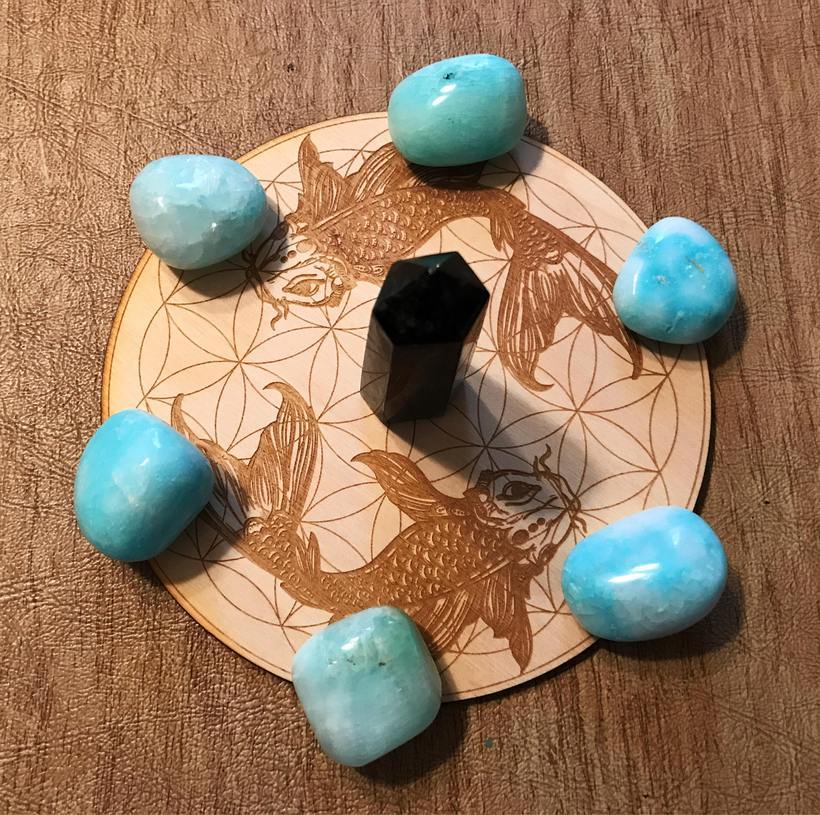 Grid Koi Fish Flower of Life Crystal Grid Alter Table