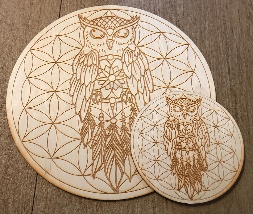 Owl Dreamcatcher Flower of Life Crystal Grid Alter Table