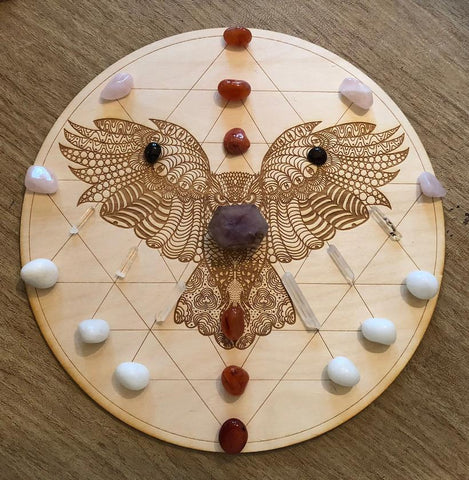 Owl Sri Yantra Crystal Grid Alter Table