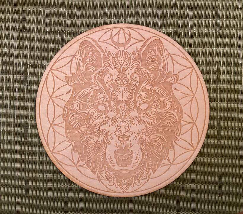 Wolf Flower of Life Crystal Grid Alter Table