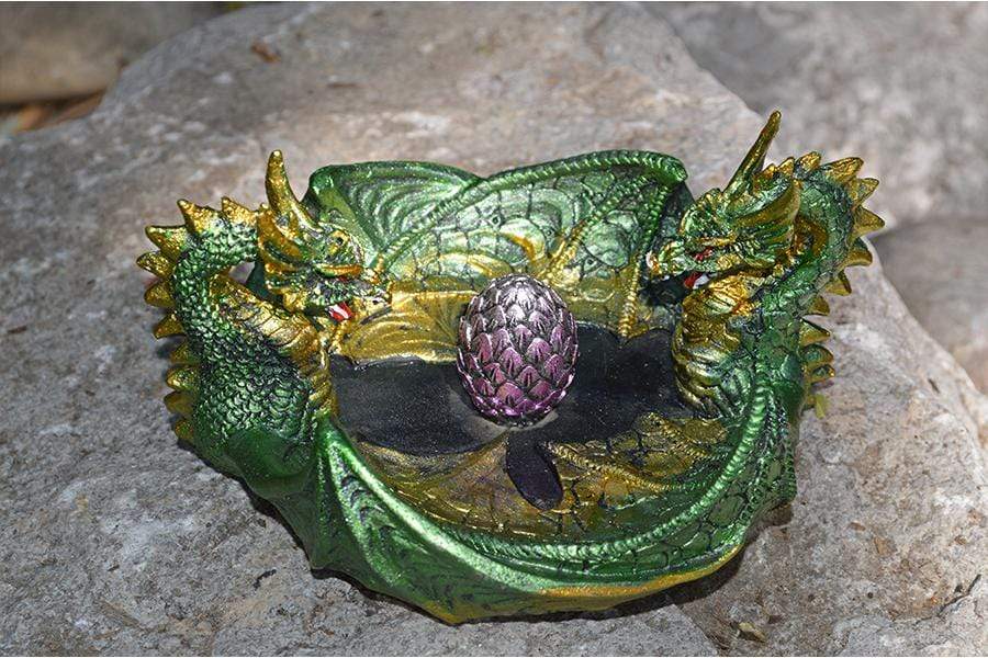 Home Decor 4 1/4" Double Dragon ashtray/incense burner