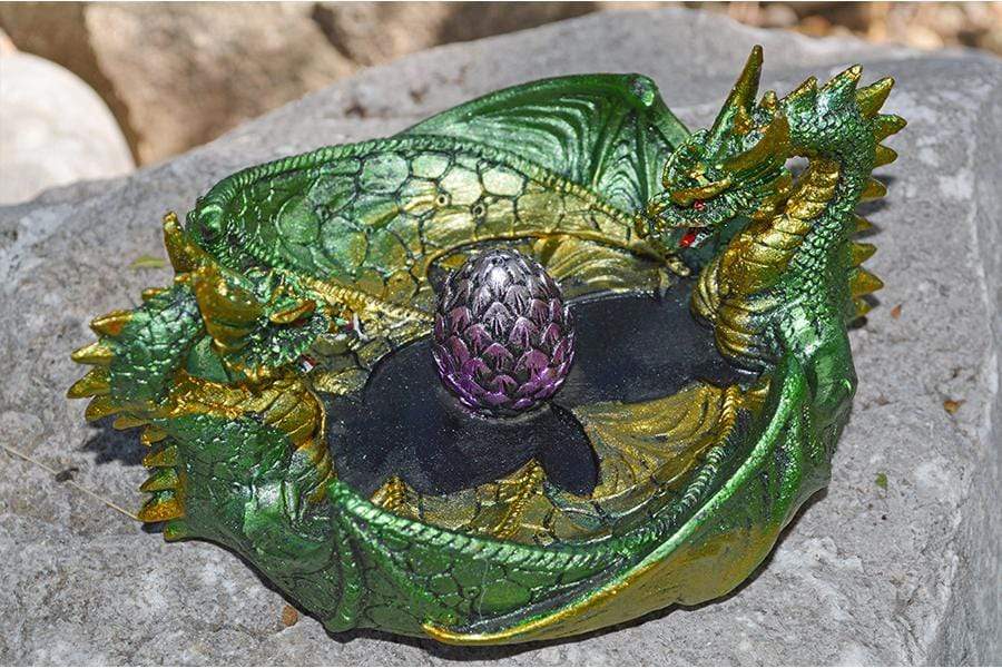 Home Decor 4 1/4" Double Dragon ashtray/incense burner