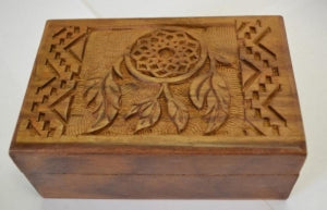Home Decor Dream Catcher Wooden Carved 4x6" Box
